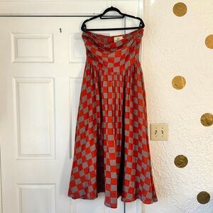 Fashion Brand Company Checkers Chess Strapless Dress